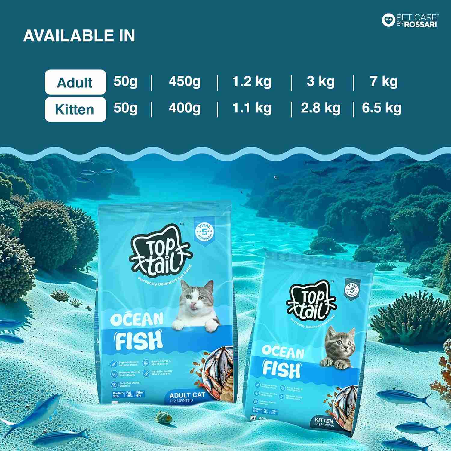 Top tail Kitten Ocean Fish Dry Food for Cats