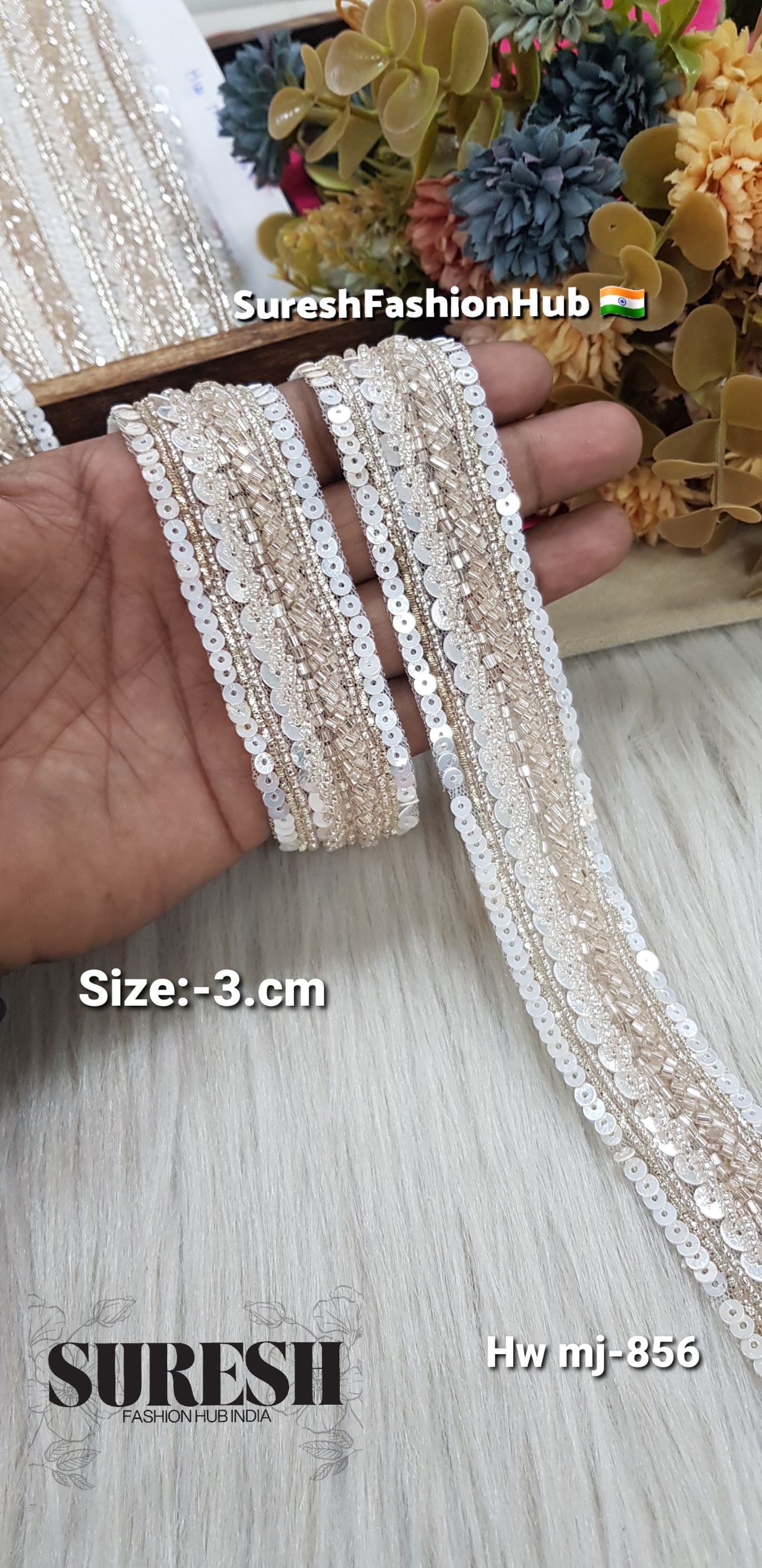 Pearl Royale Handmade Sequence Border – Mj-856