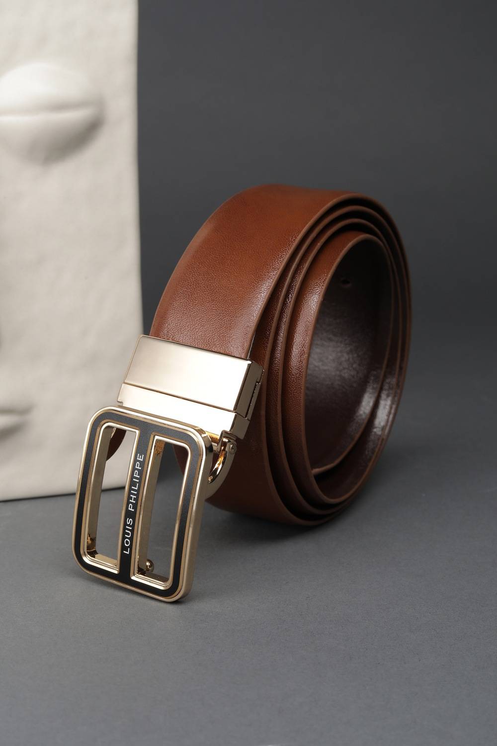 Men Brown Solid Leather Formal Belt