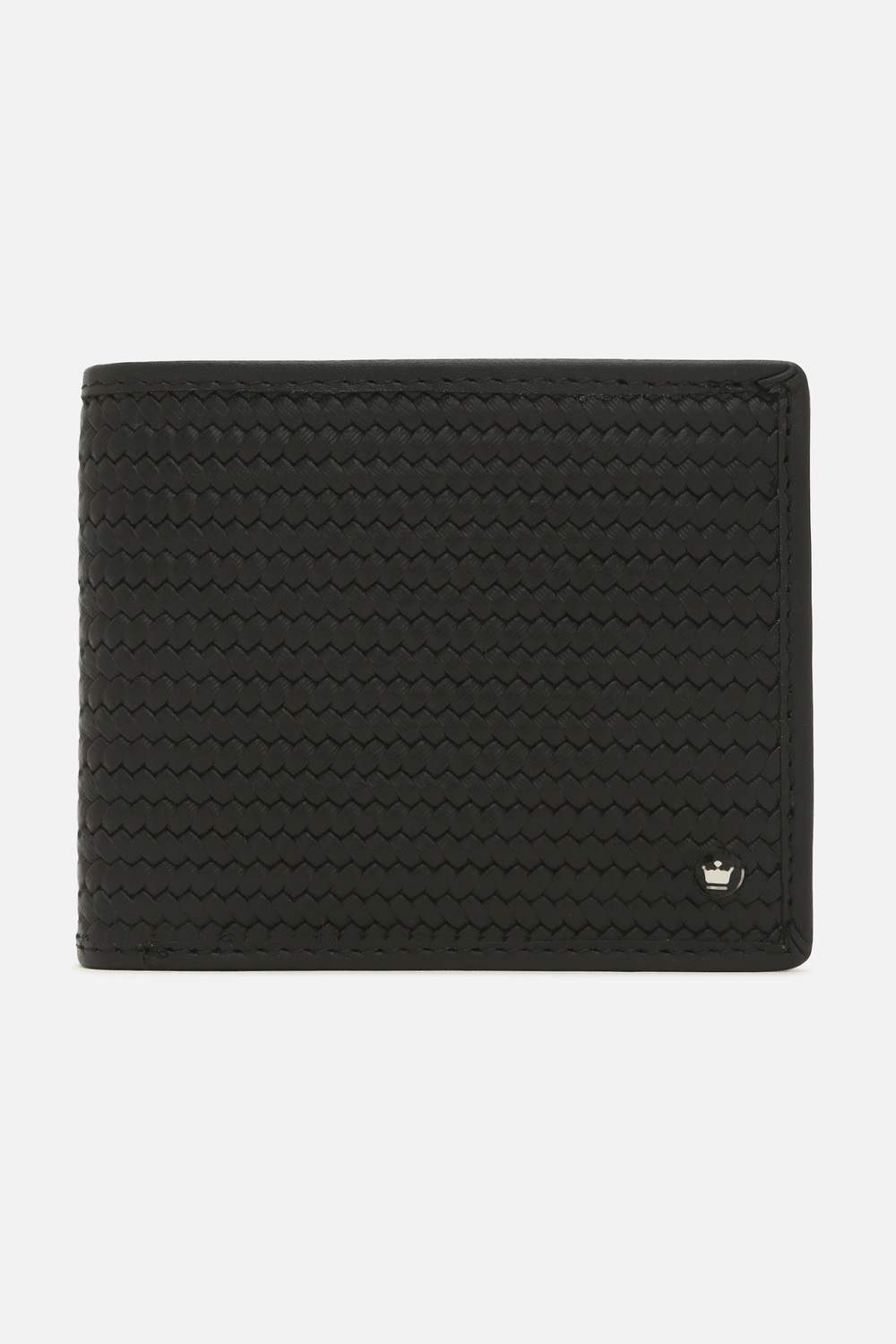 Men Black Textured Genuine Leather Wallet