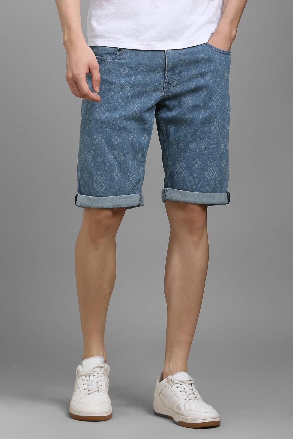 Men Blue Print Shorts