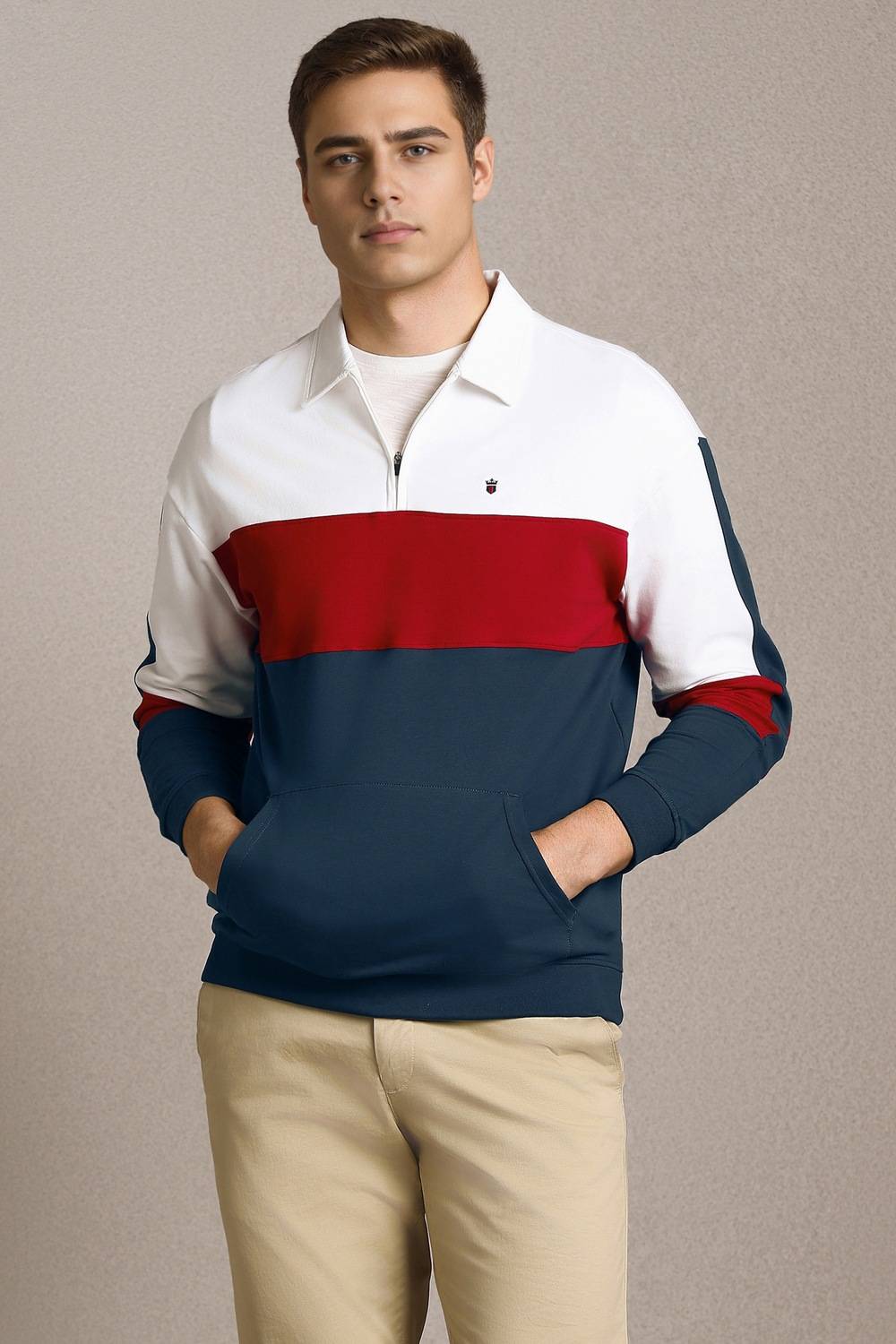 Men Multi Print Polo Neck T-shirt