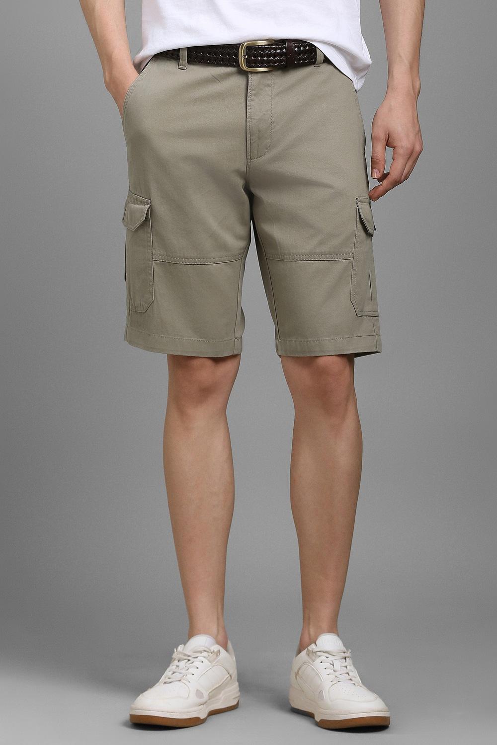 Men Grey Solid Shorts