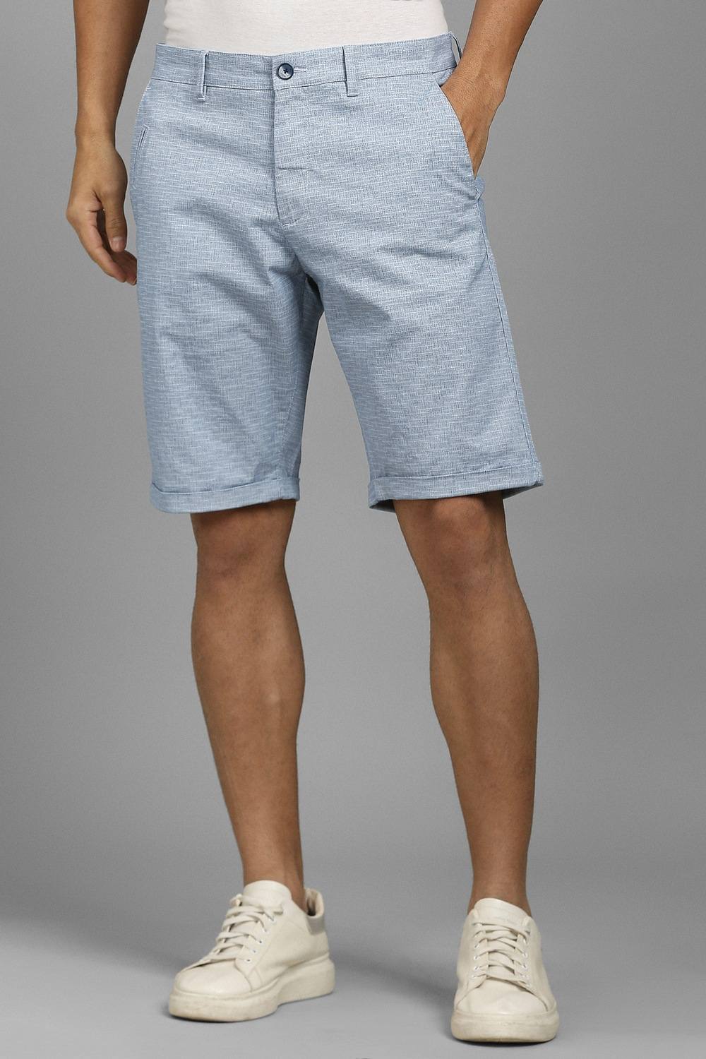 Men Light Blue Print Shorts