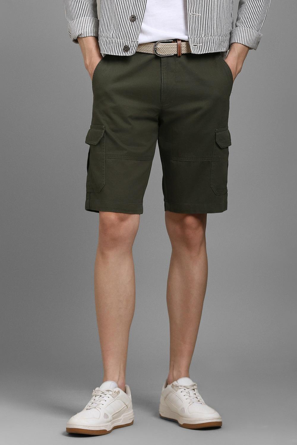 Men Green Solid Shorts