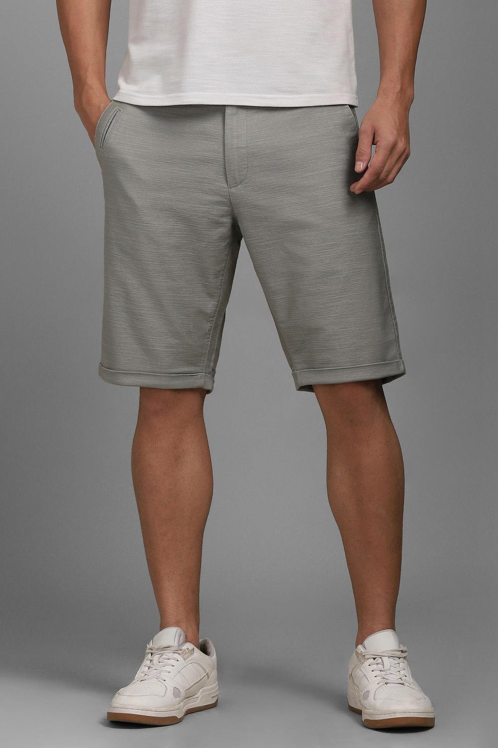 Men Grey Textured Shorts