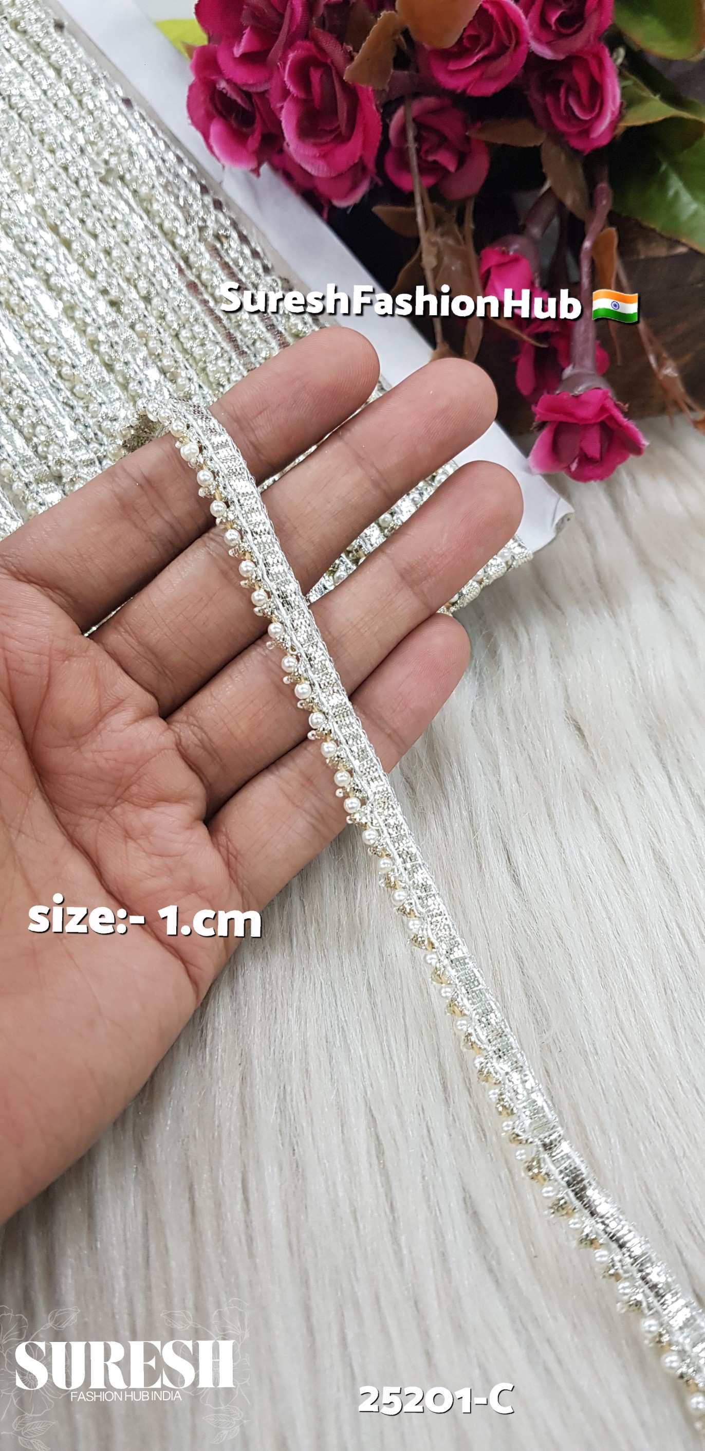 25201-C Water Moti Samosa Jhalar Lace