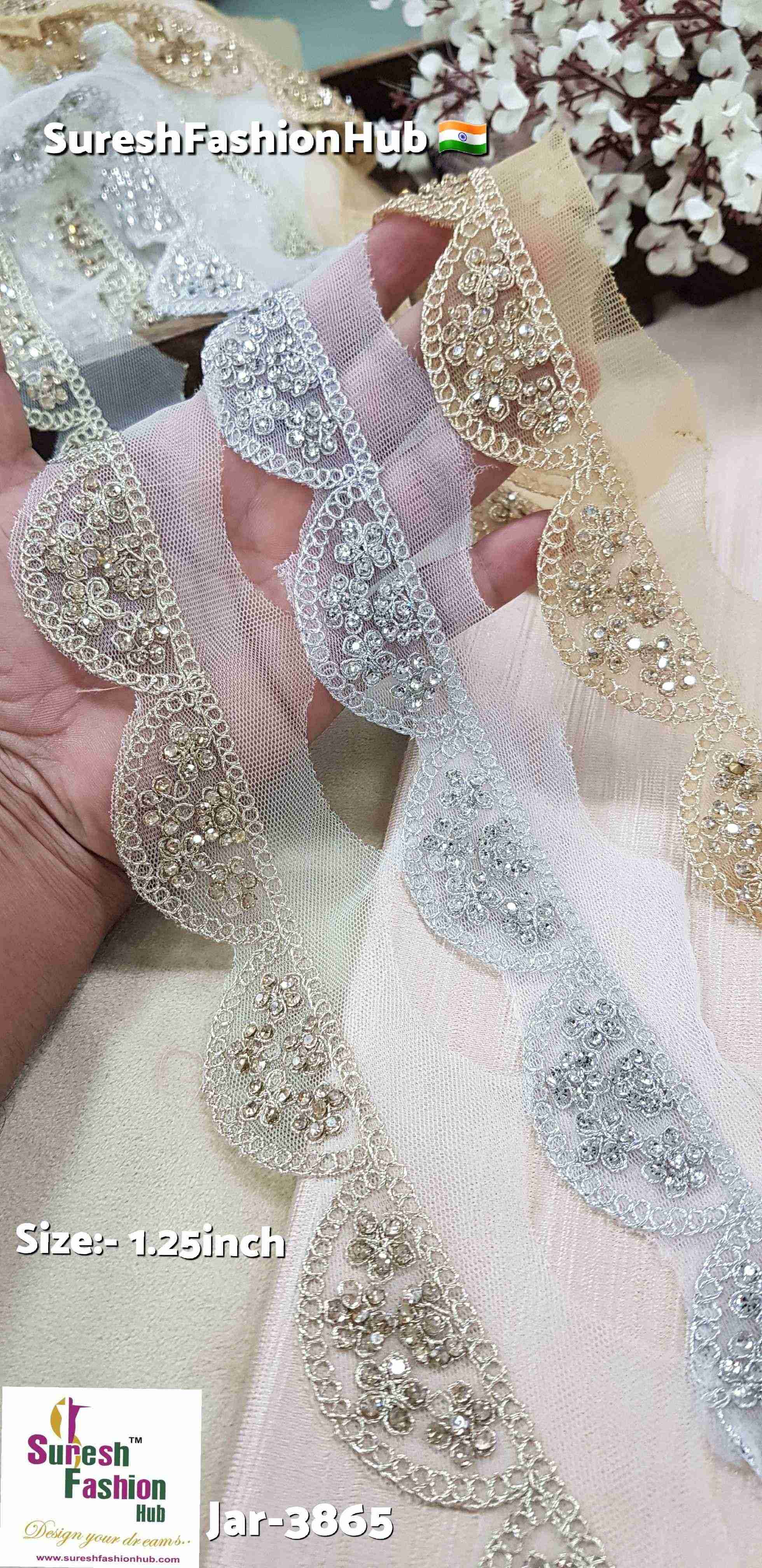 Pearl Gold Scalloped Floral Dori Lace