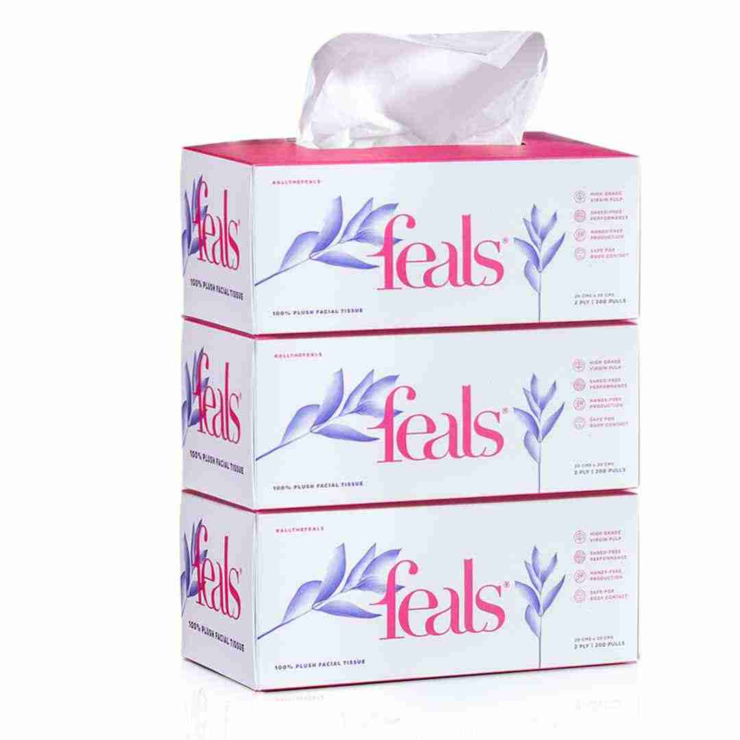 2 Ply Facial Tissue Wipes for Face - 200 Pulls per Box | Chemical-Free, Gentle Care for Delicate Skin | Pack of 3 (Total 600 Pulls)