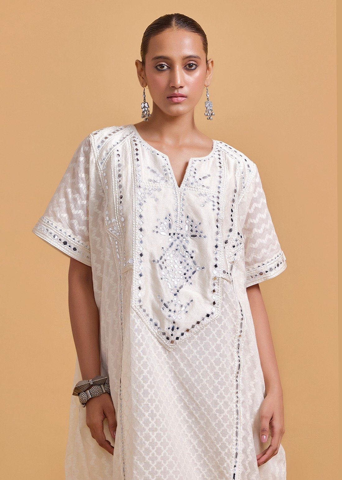 Azra Mirror Offwhite Kaftan Set
