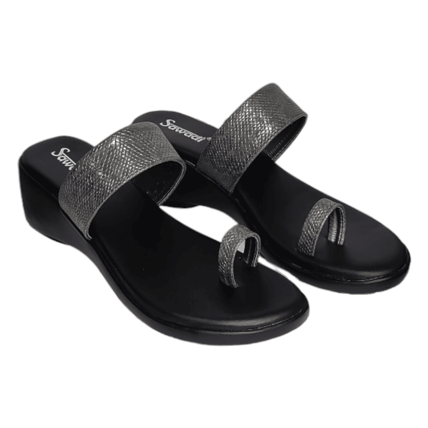 Women’s Metallic Toe Ring Wedge Sandals | Stylish Slip-On Partywear Chappals