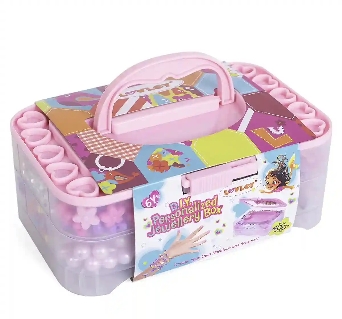 Luvley DIY Personalised Jewelry Box, Over 400+ Beads, 6Y+