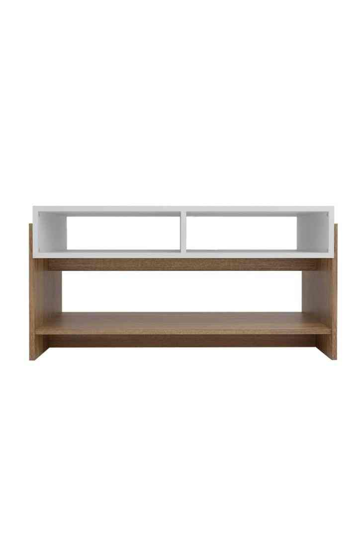 Wing Coffee Table with Open Rack | Center Table for Living Room - Leon Teak Finish