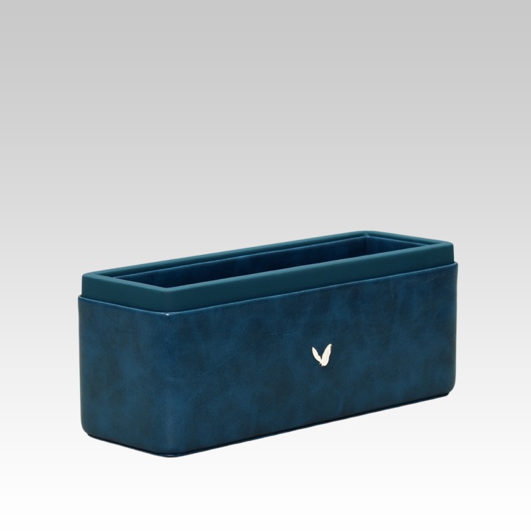 Pen/Pencil Holder | Faux Leather | Rectangular Large | Moderno | Blue