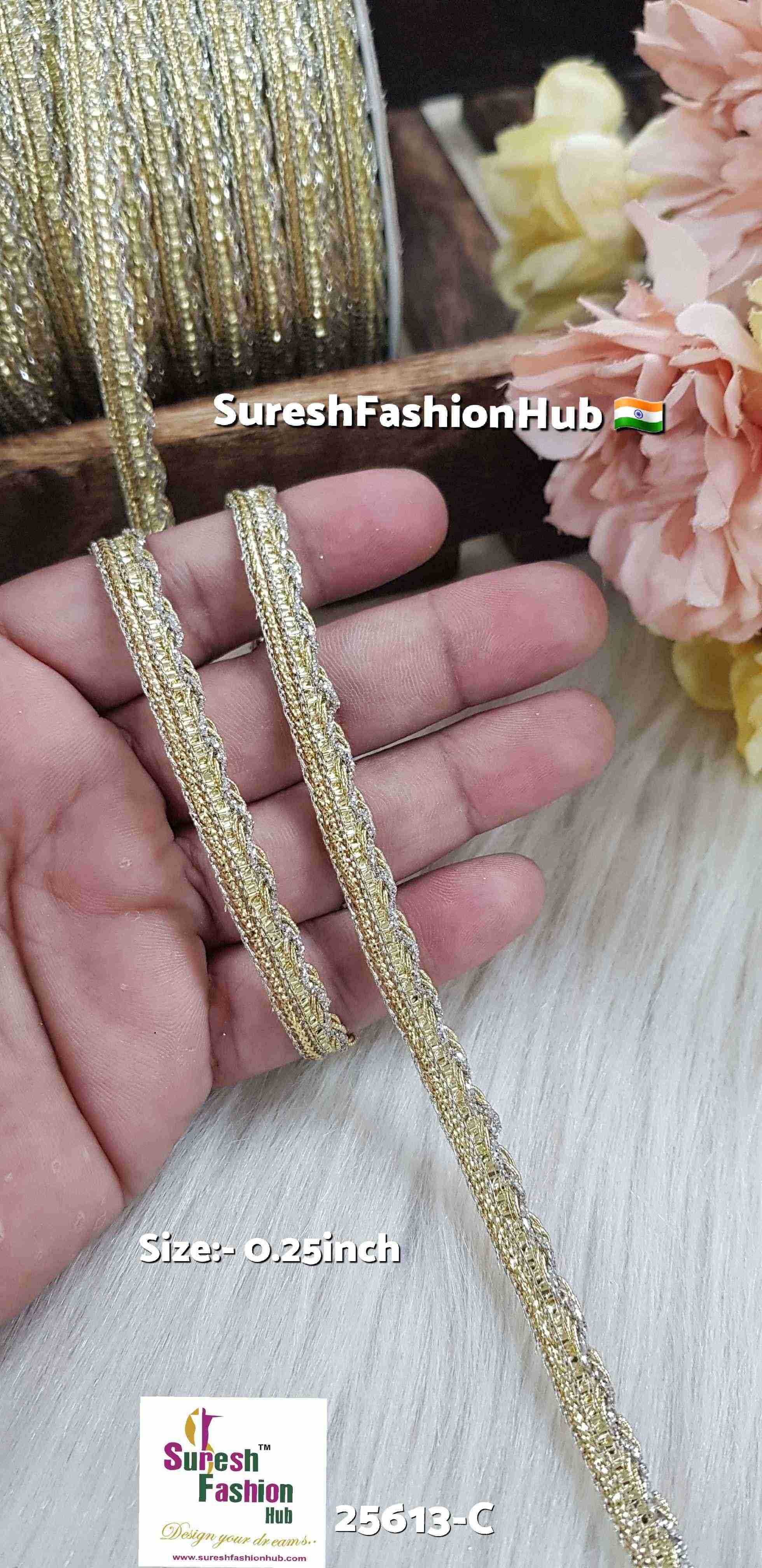Light Gold Dori Jhalar Machine Lace