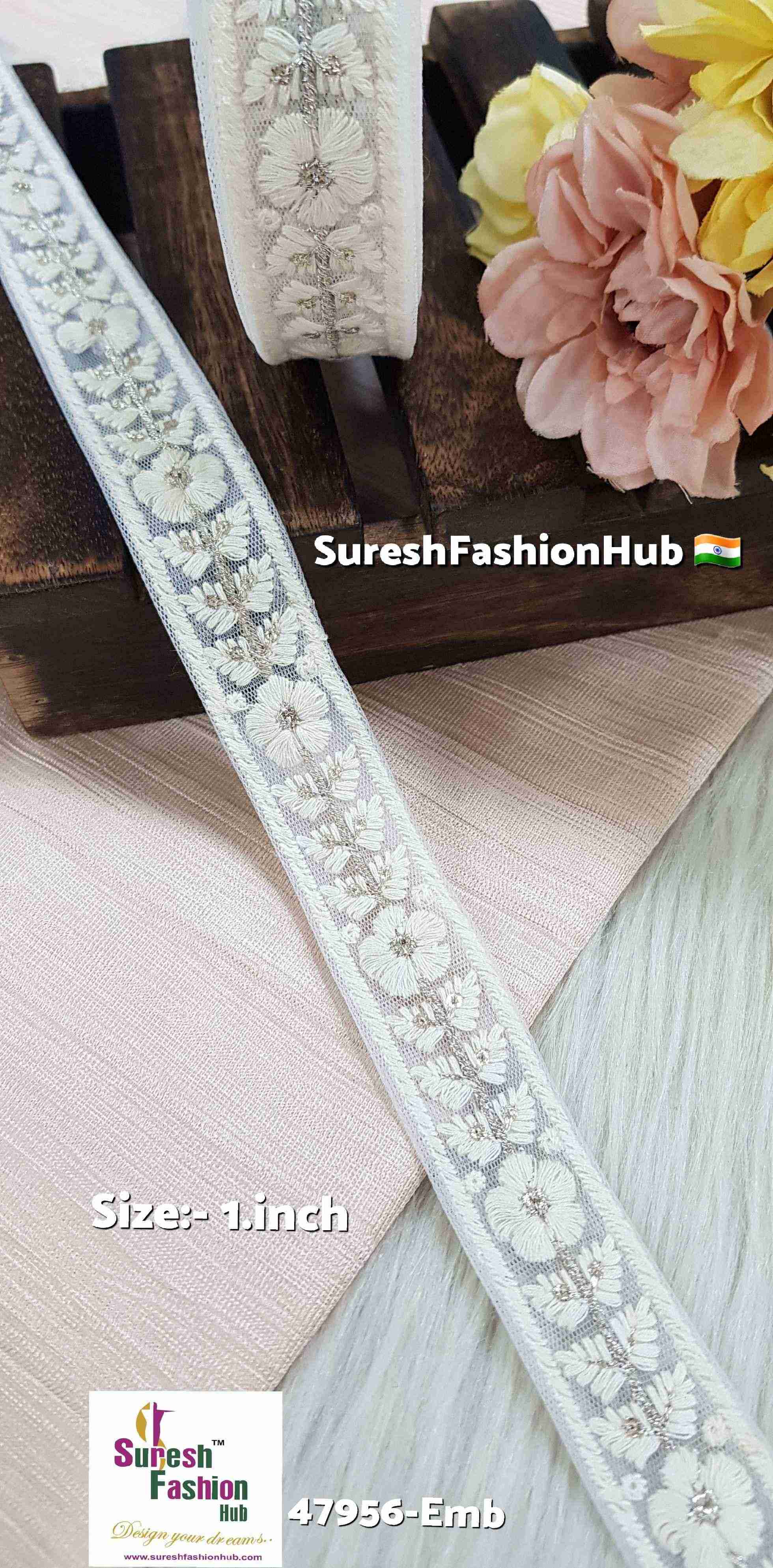 Water Silver Lakhnavi Floral Lace