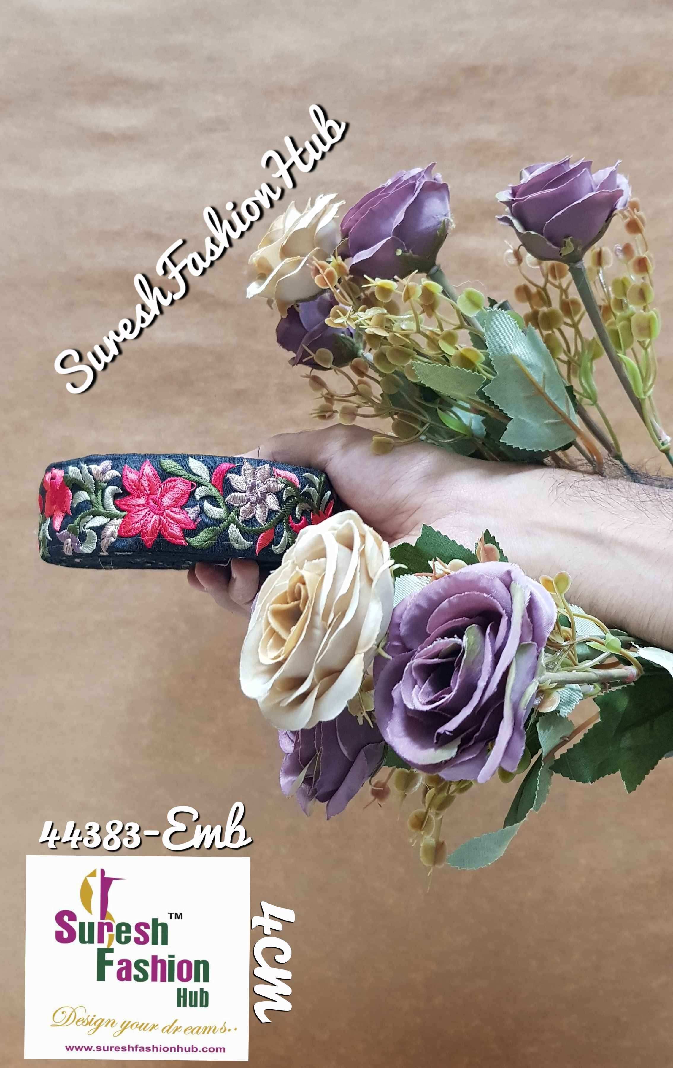 Maroon Flowers Prismatic Leaf & Petal Looms Embroidered trim
