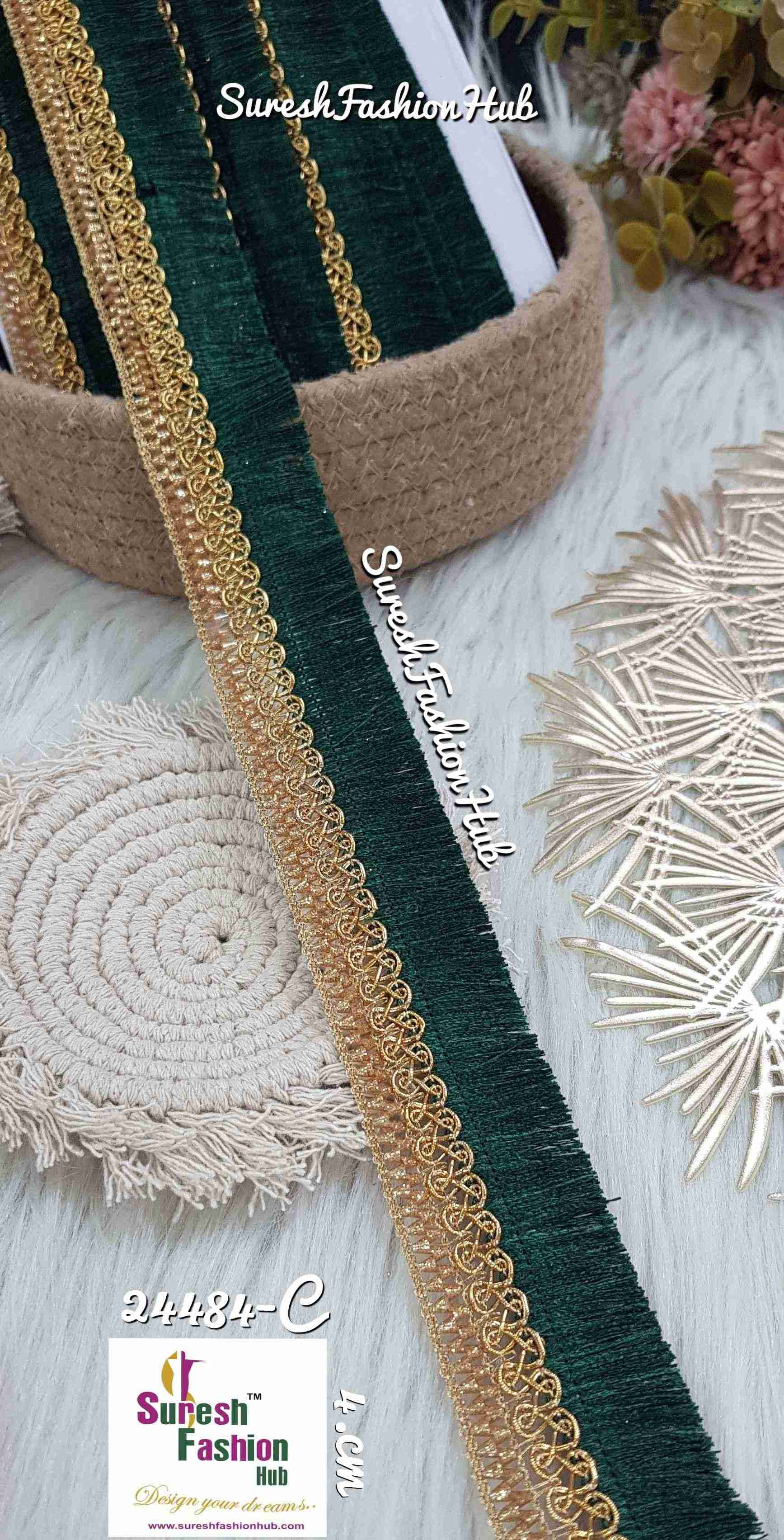 Shimmer Bottle Green Thread Tassel Lace