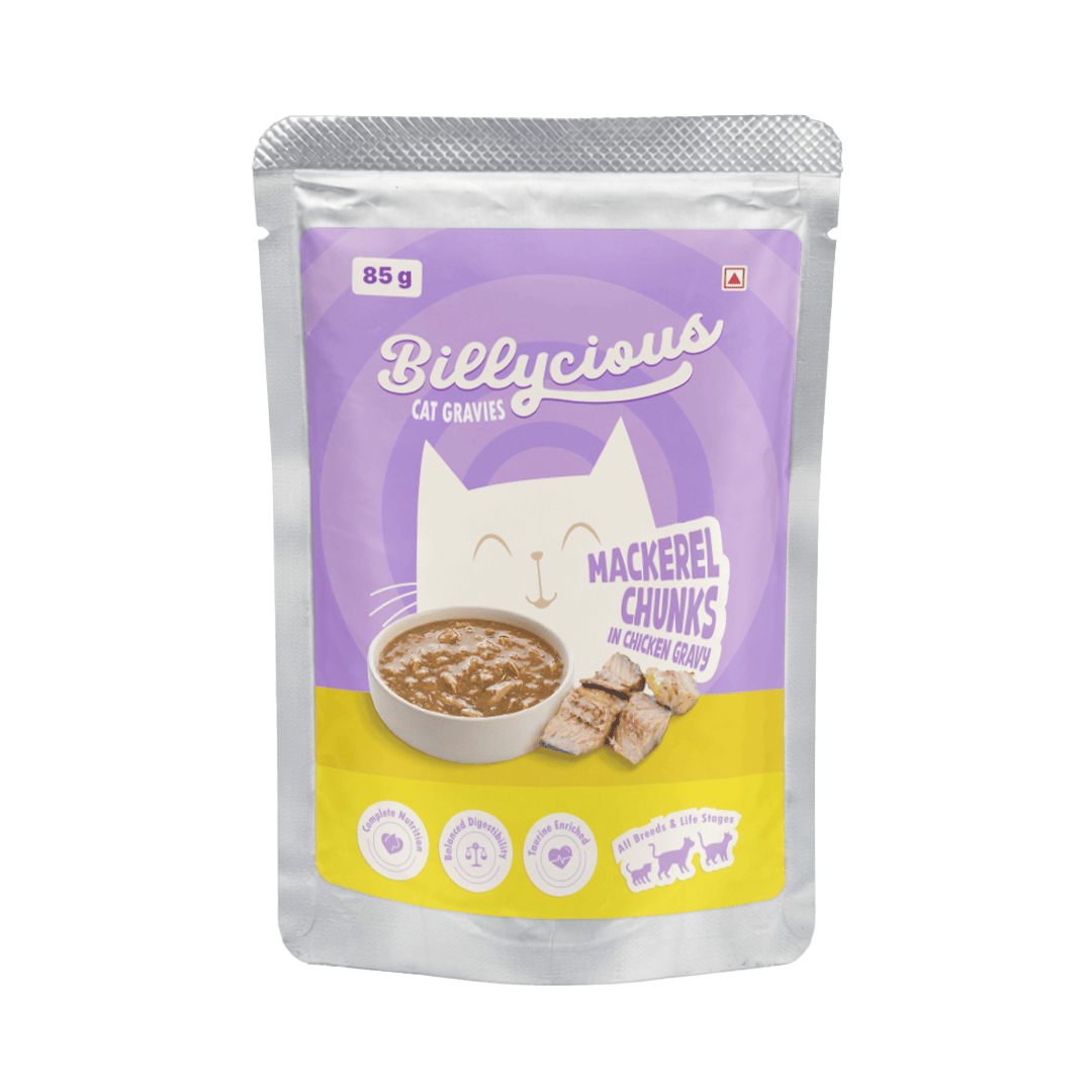 Billycious Mackerel Chunks in Chicken Gravy Wet Cat Food, 85g