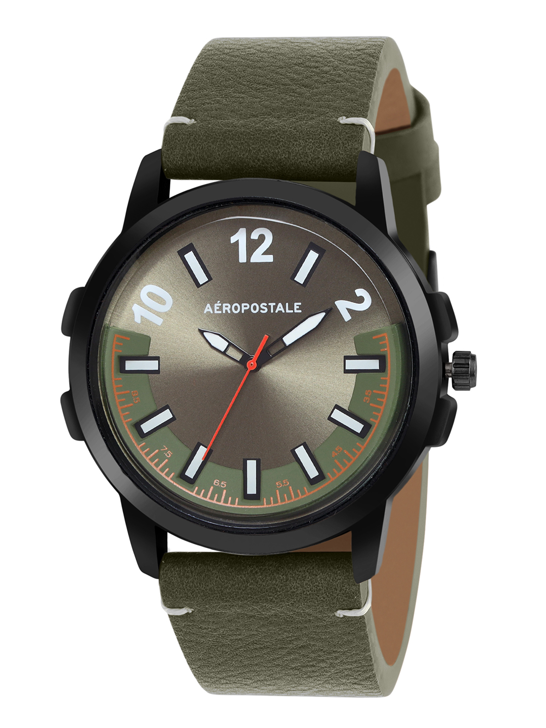 Aeropostale AERO AW A54 OLV Classic Men s Analog Quartz Wrist Watch Black Metal Alloy case green Dial with contrasting