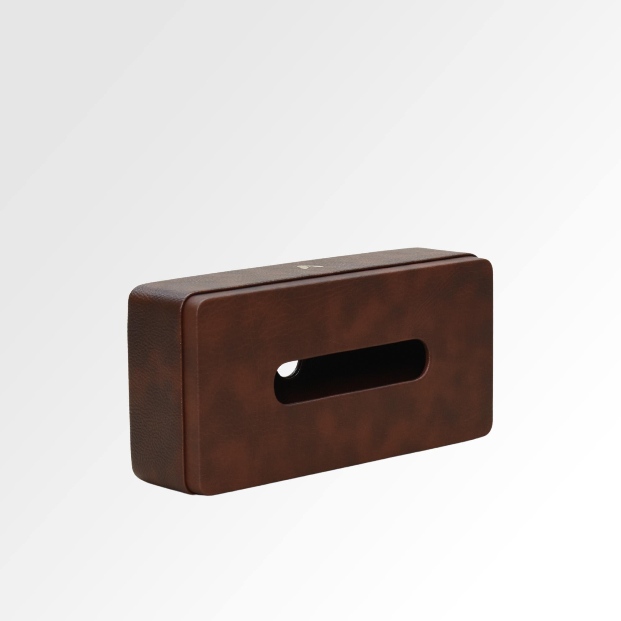 Tissue Box Holder for Home and Office in Premium Faux Leather | Size: 9.5 x 4.5 x 2.5(H) Inches | Classic | Brown
