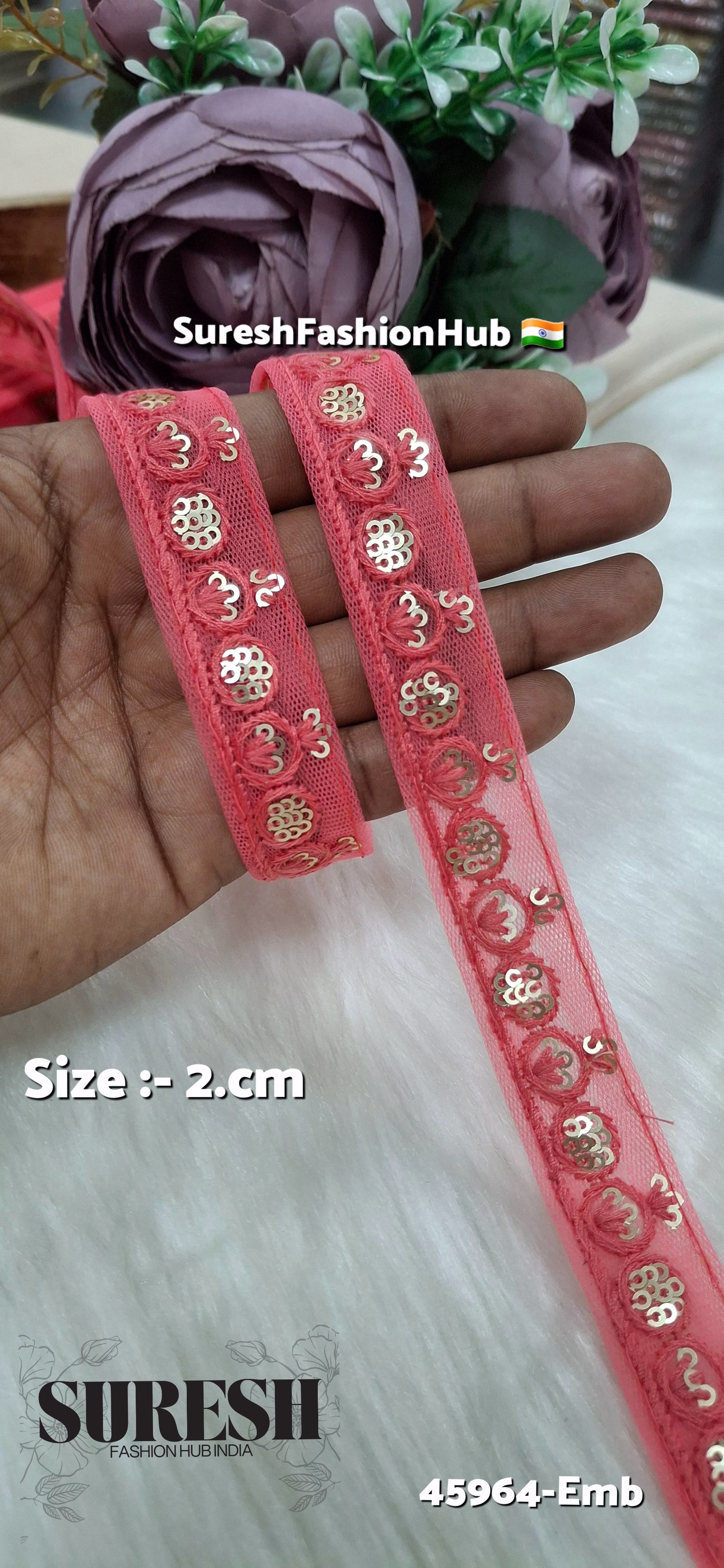 Gajari Tone-on-Tone Net Embroidery Lace