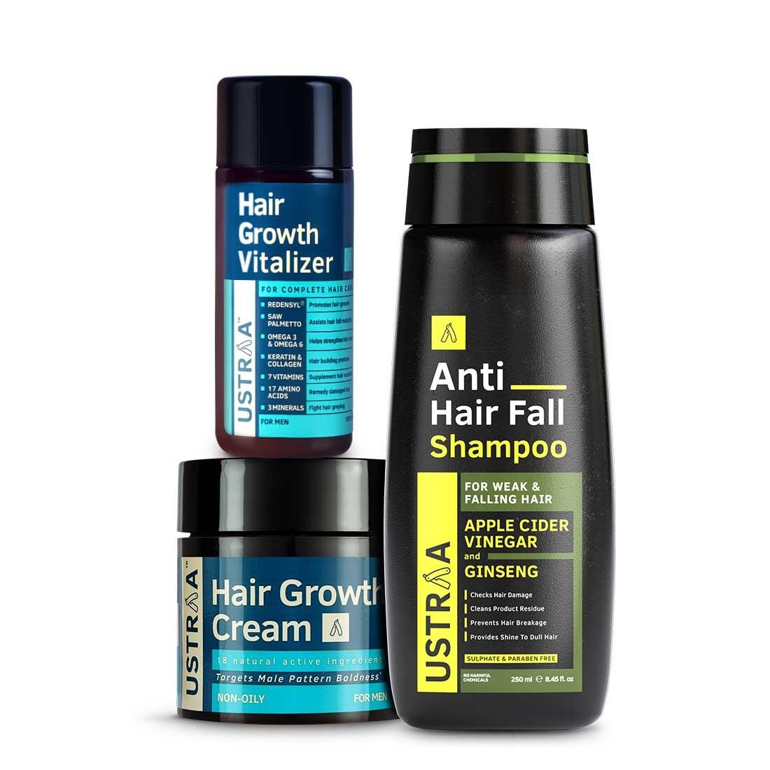 Ustraa | Ustraa Hair Growth Kit -Anti Hairfall Shampoo, Hair Growth Vitalizer & Hair Growth Cream 0
