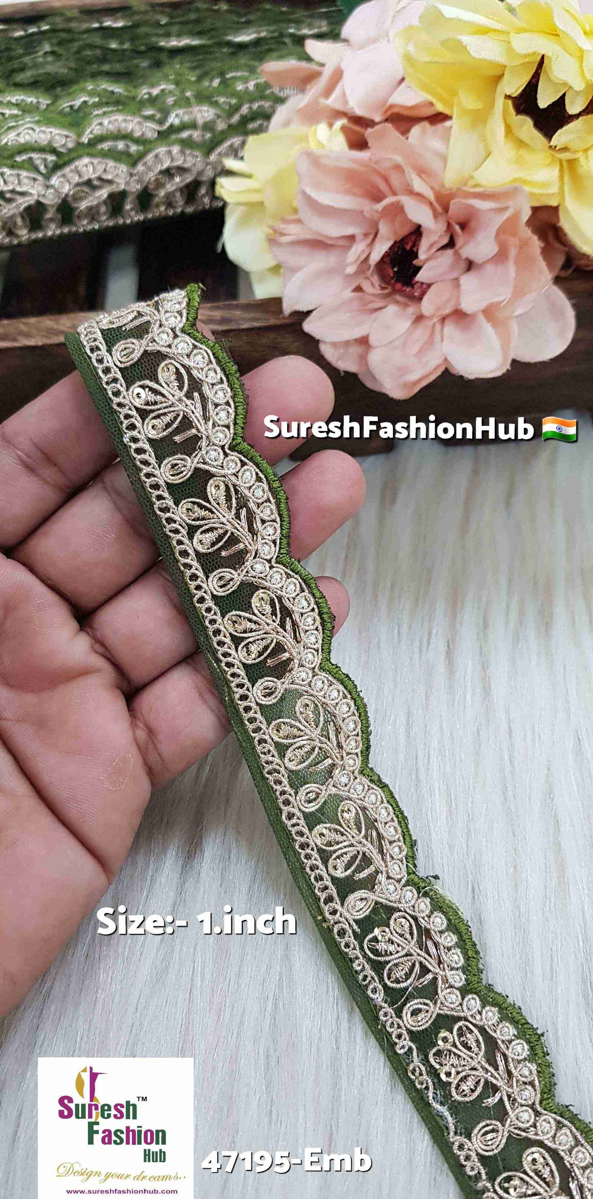 Mehendi Scalloped Pearl Embroidery Lace