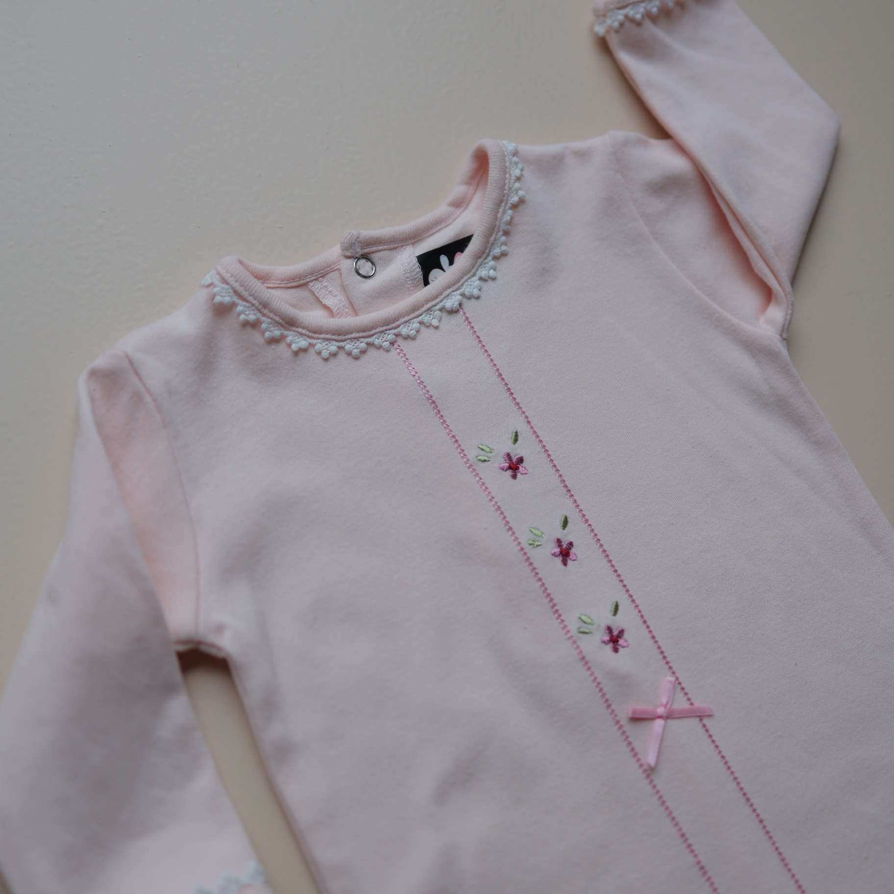 Rosy Bloom Lace Baby Romper