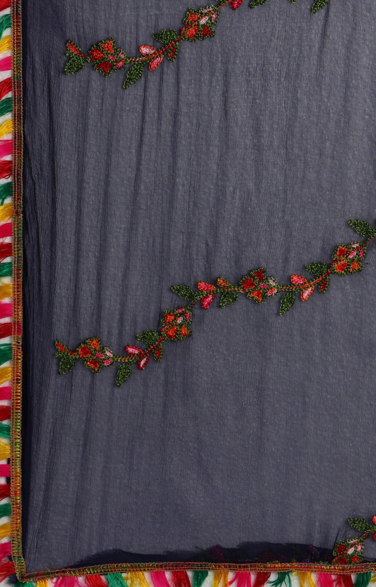 Shaily Women Navy Blue Color Cotton Embroidered With Tessels Unstitched Dress Material-VF_LILY_NBLUE_DM
