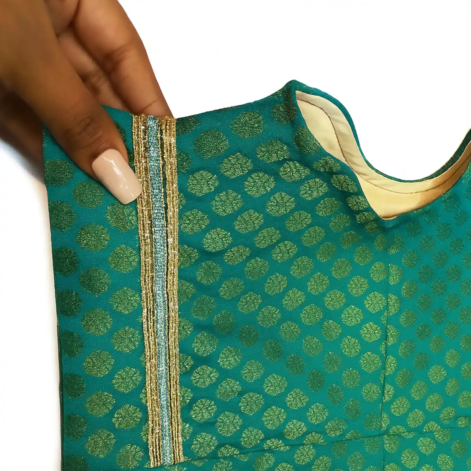 Pawsindia Traditional Royal Brocade Kurta for Cats, Aqua Green | Ethnic Festive Wear