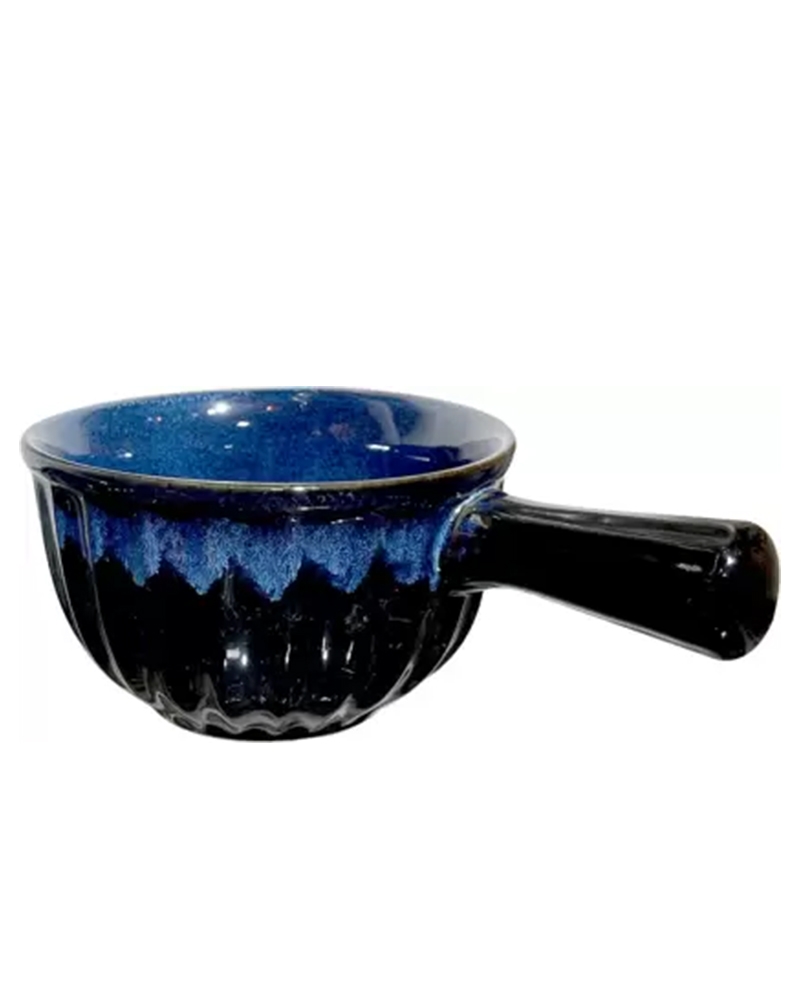 Order Happiness | Order Happiness Ceramic Indigo Serving Bowl with Handle Blue Stoneware, Ceramic Serving Bowl Blue Colour 0