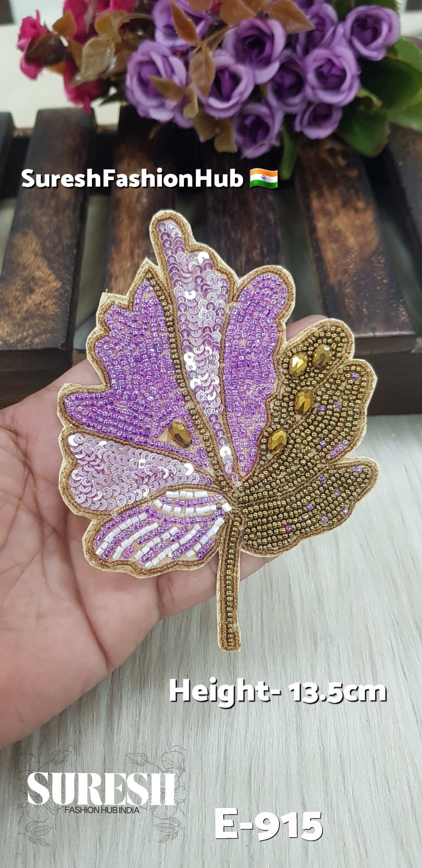 Handmade Leaf Patch – Right Side Lilac – Design No. E-915