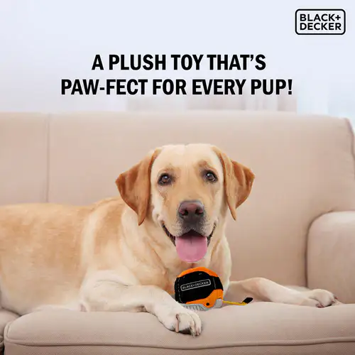Black Plus Decker 3D Ballistic Toy, Plush Tape Measure (11.43cm x 11.43cm x 6.35cm)
