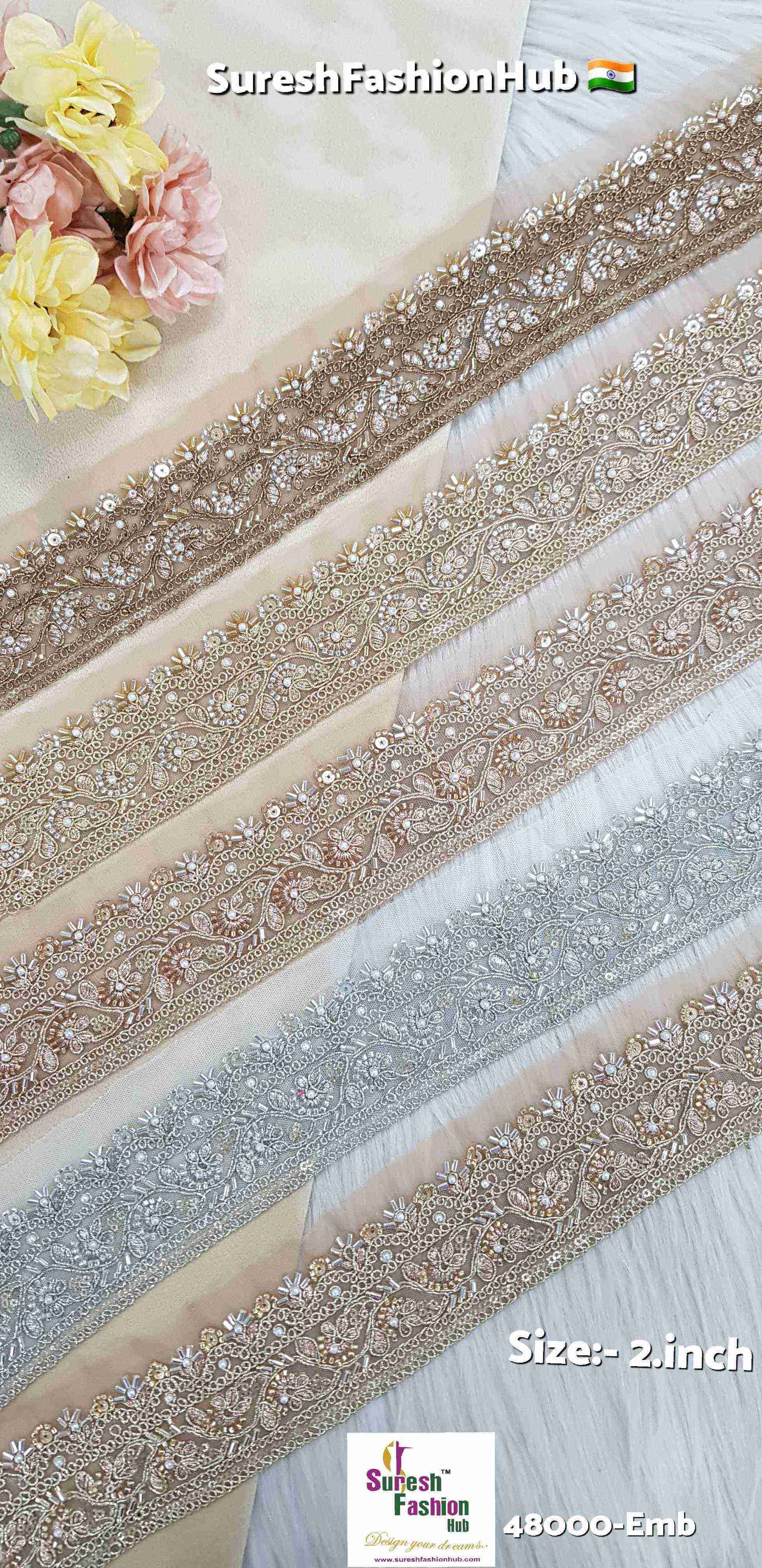 Water Silver Floral Embroidery Lace