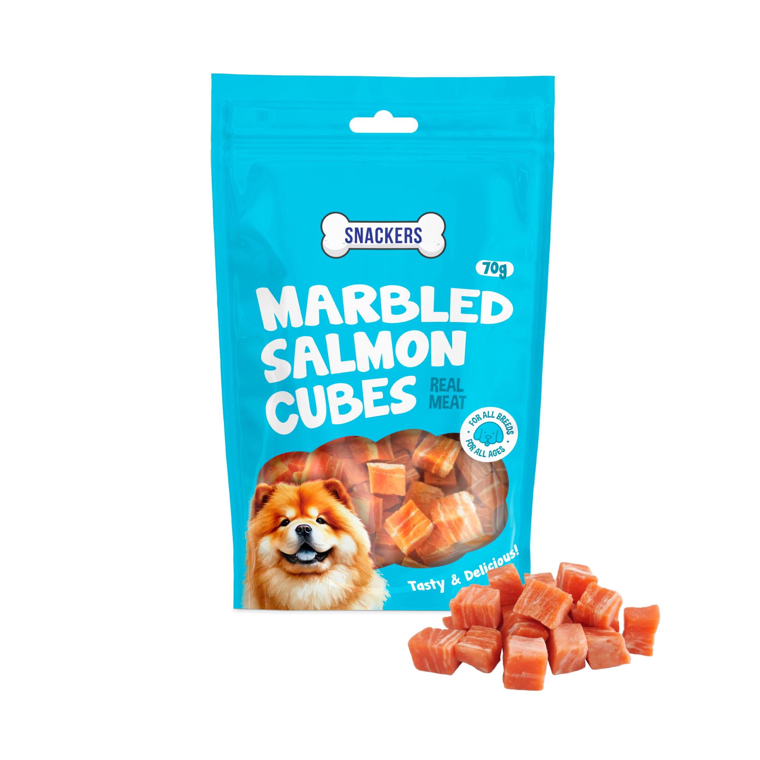 Snackers Marbled Salmon Cubes 70G CL – (Best Before Dec’26)