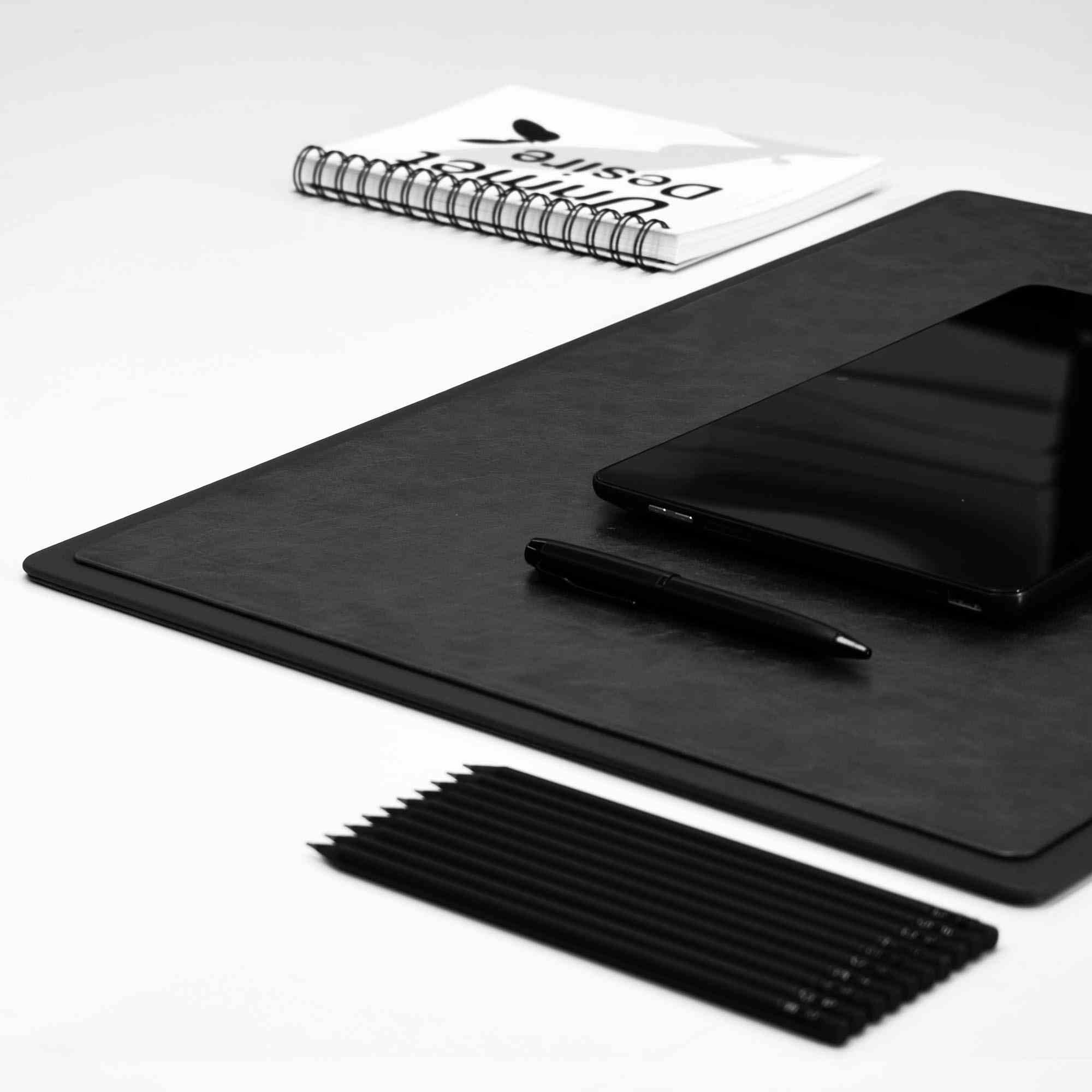 22x16 Inches Rigid Desk Blotter | Moderno | Black