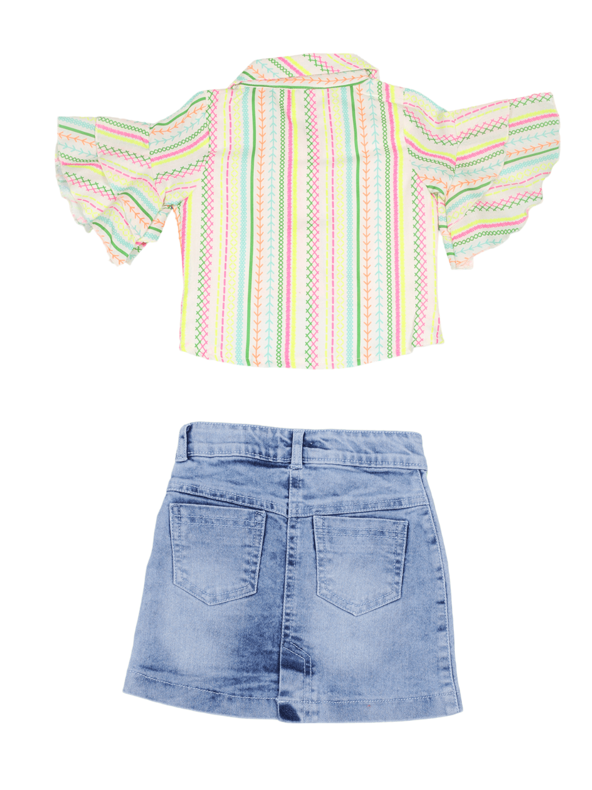 Albion Kids Girls Set Pure Pink Green Skirt Top