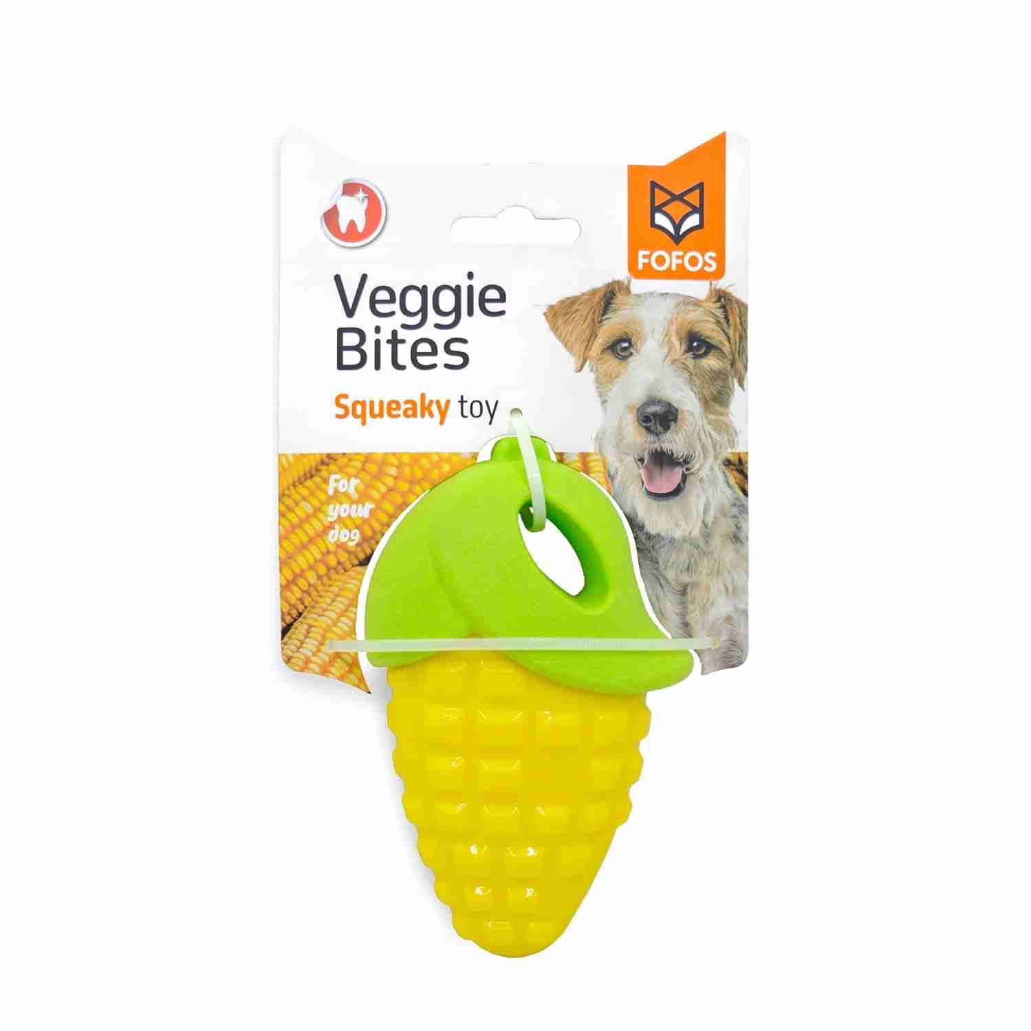 Barkbutler Fofos Vegi Bites Corn Squeaky Toy for Dogs