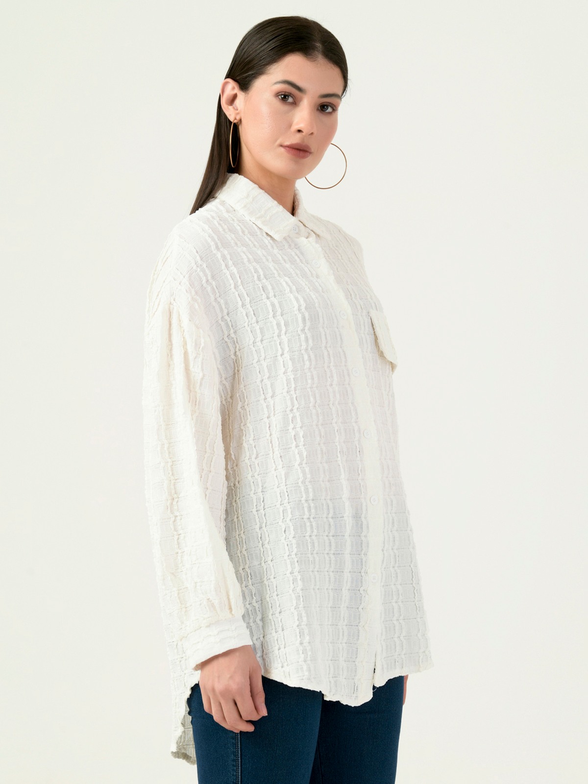 Albion Women Smart Premium Cream Casual Shirt