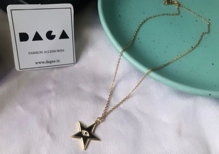 DAGA | Black Evil eye star enamel necklace undefined
