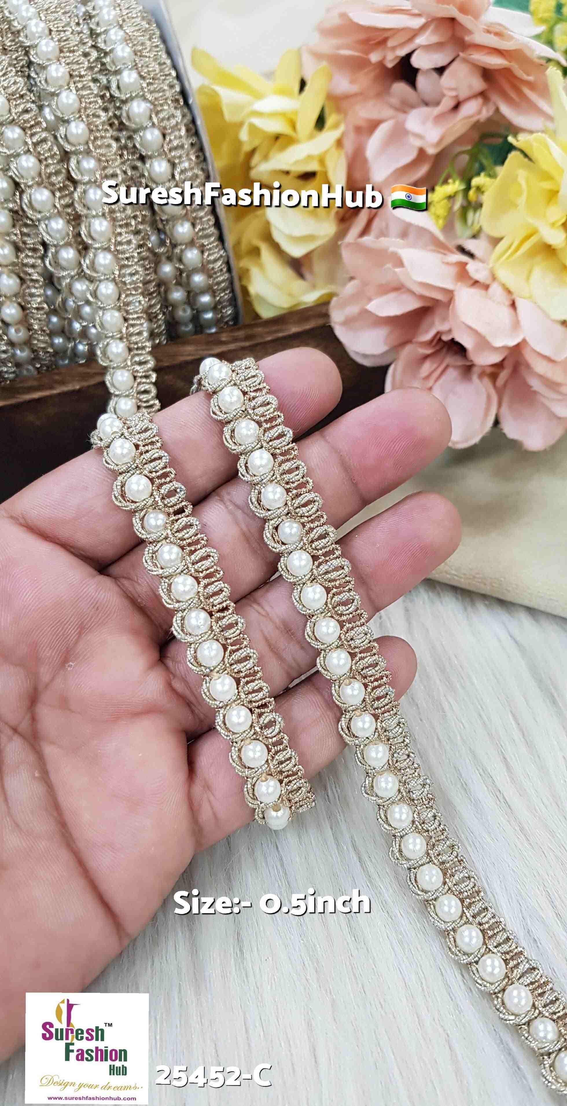 Pearl Scalloped Stitch Jhalar Lace