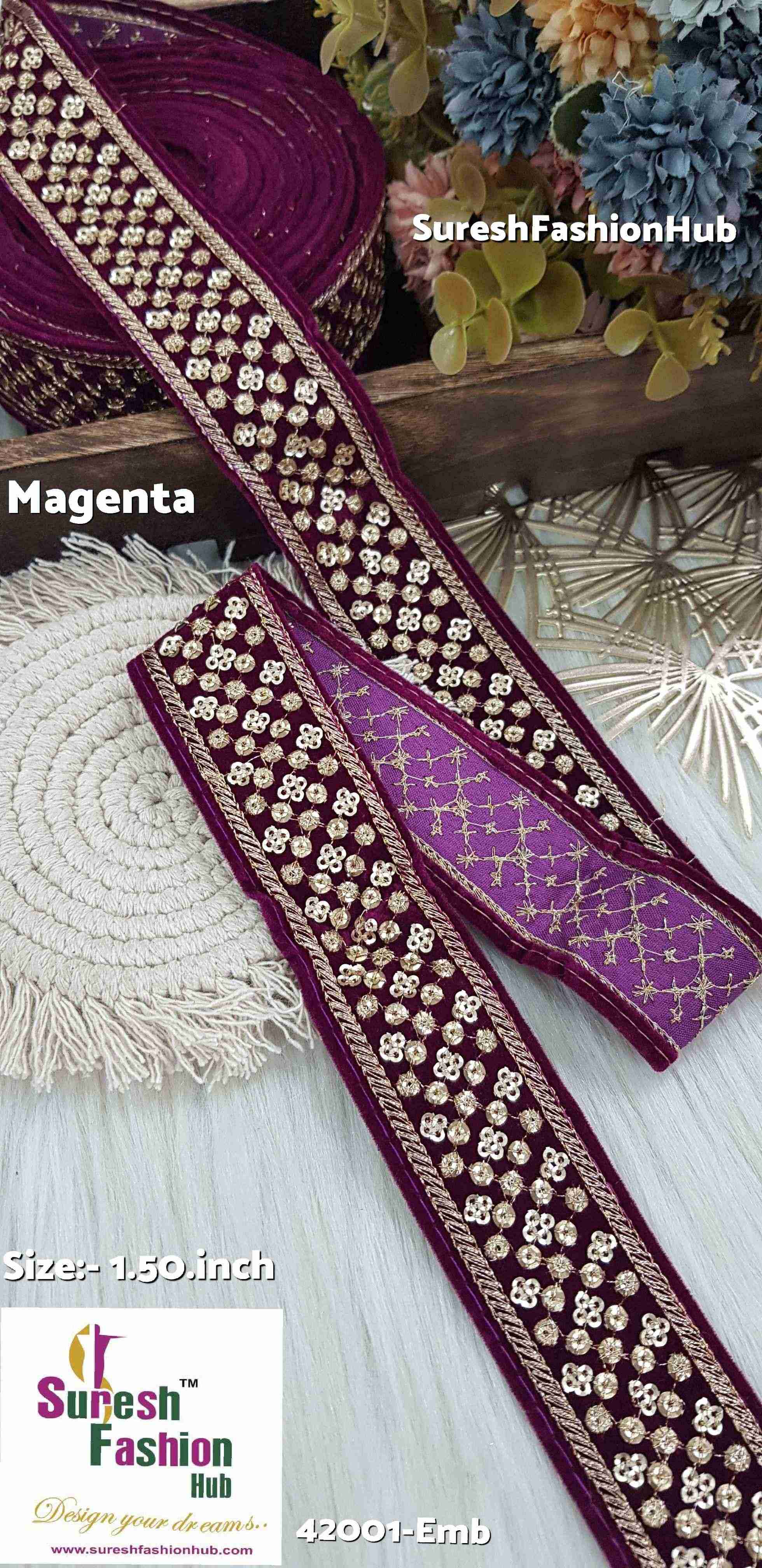 Majenta Magic Velvet Embroidery Lace