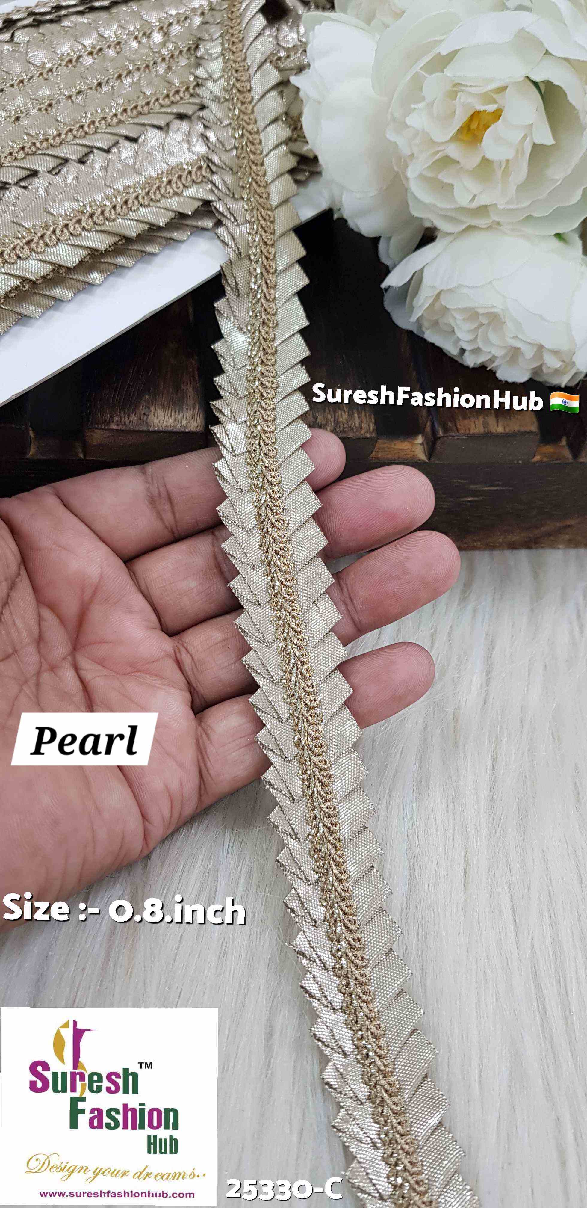 "Intricate Decorative Jhalar Lace with Cutwork Design for Festive Attire"