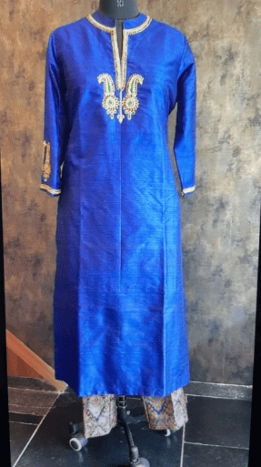 Blue Silk+Jacuard Set  