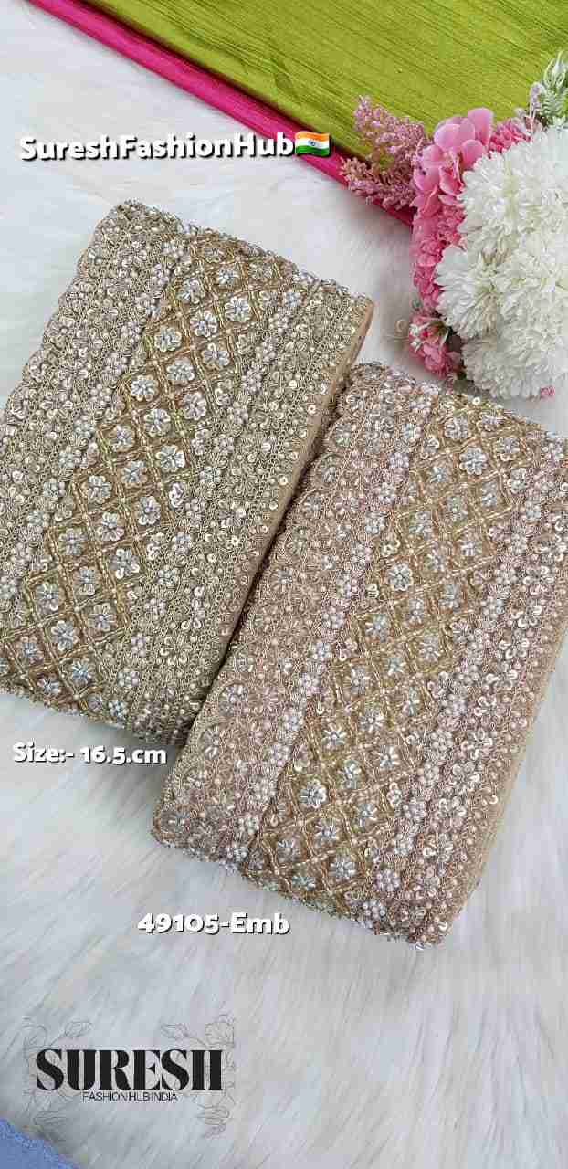 Matt Floral Cutdana Handwork Net Border – 49105-Emb