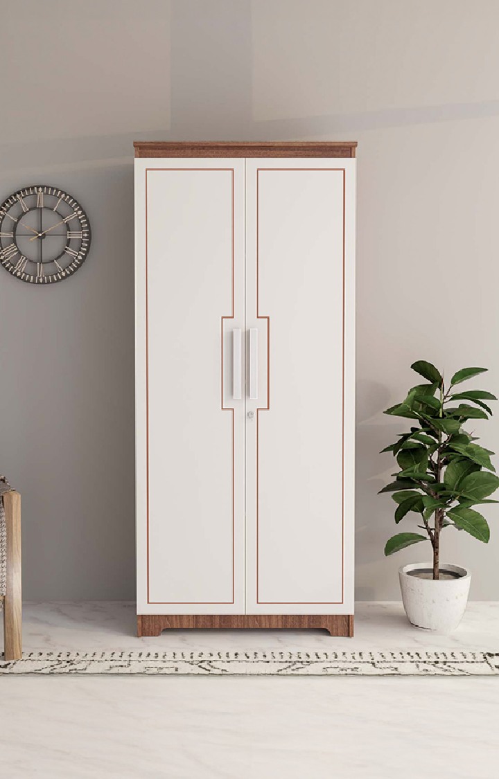 neudot Amber Delight 2 Door Wardrobe - Leon Teak| Cabinet for Storage| Space & Clothes | Leon Teak Finish | Organizer|1 Year Warranty |