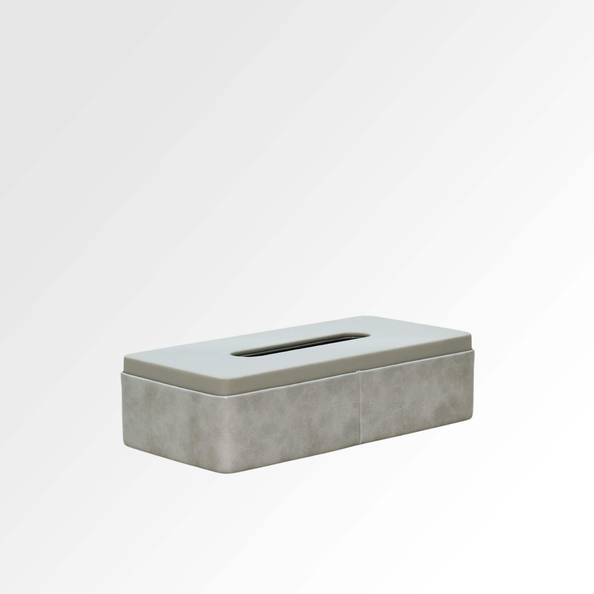 Tissue Box Holder for Home and Office in Premium Faux Leather | Size: 9.5 x 4.5 x 2.5(H) Inches | Moderno | Grey