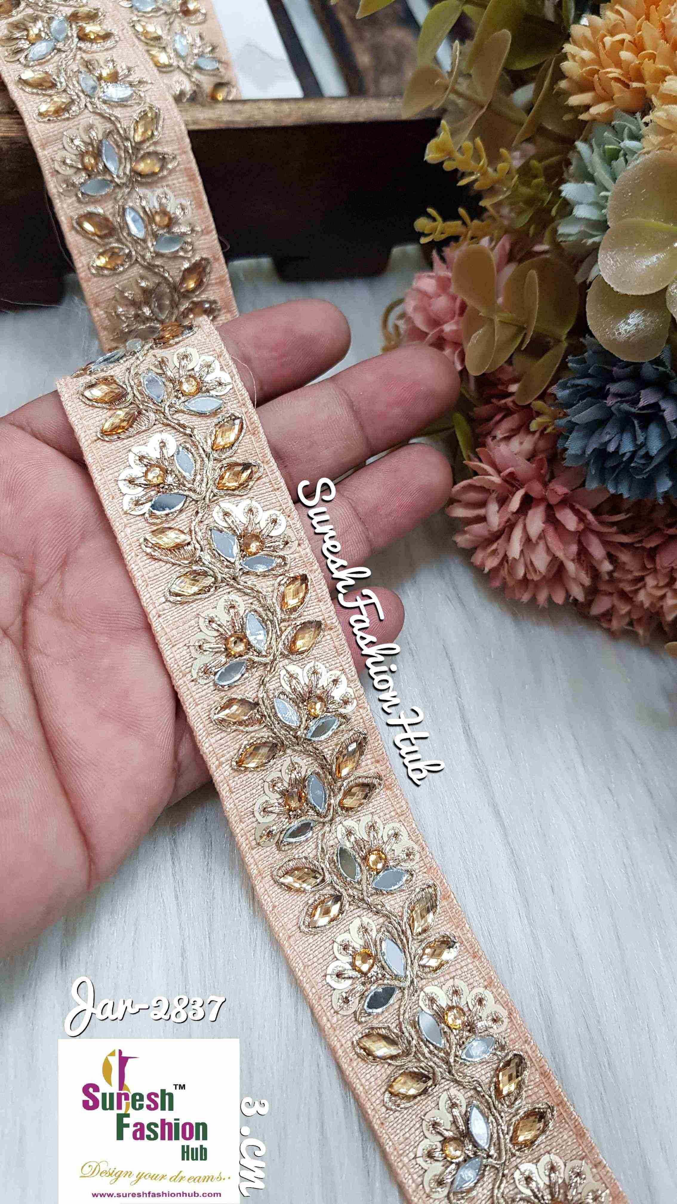 Peach Fabric Jewel Harmony Trim