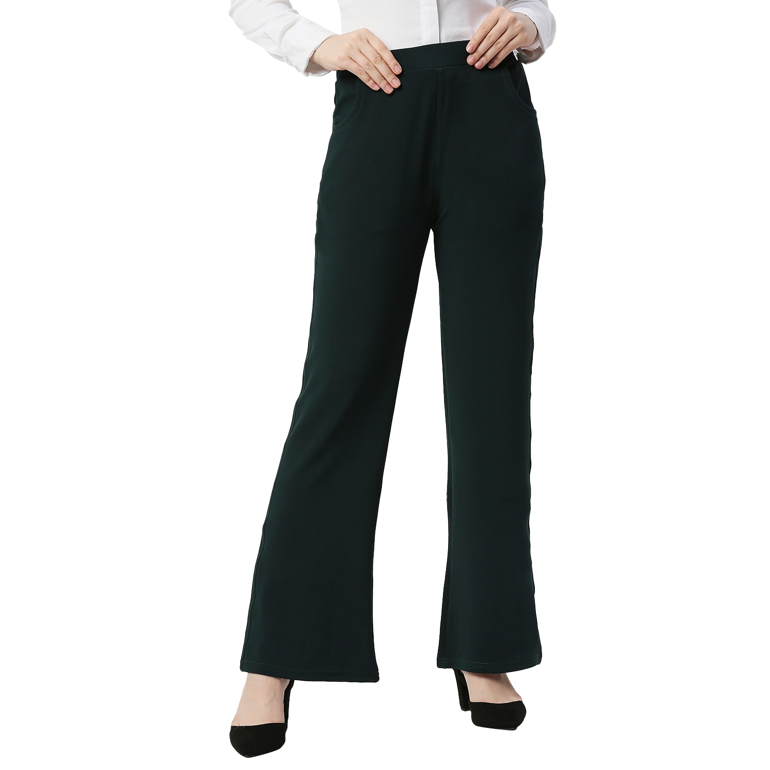 Buy Smarty Pants women's cotton lycra bell bottom black color formal  trouser Online at Best Prices in India - JioMart.
